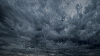 cloudburst on sky with clouds - beautiful weather background - photo of nature