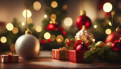 Fototapeta na wymiar Soft Blur Christmas Tree Decoration background 