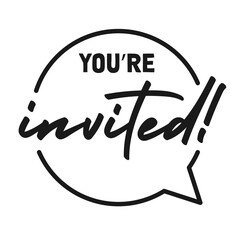 You are invited, lettering design. Invitation text design for event.