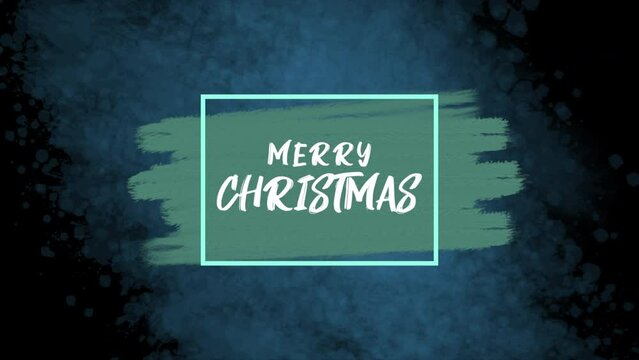 Merry Christmas with green brush on black background, motion holidays and art style background for New Year and Merry Christmas