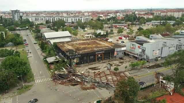 The Concequences of Hurricane in Novi Sad, Serbia. July 2023, 4K