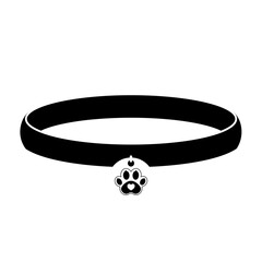 black cat and dog collar and paw animal icon