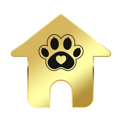 gold cat and dog house and paw animal icon