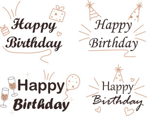 Vector set of happy birthday lettering