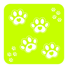Naklejka premium green paw animal walking square icon