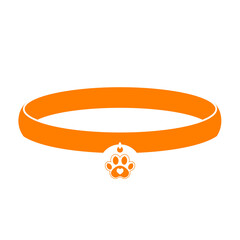 orange cat and dog collar and paw animal icon