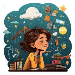 Little girl dreaming about being an entrepreneur