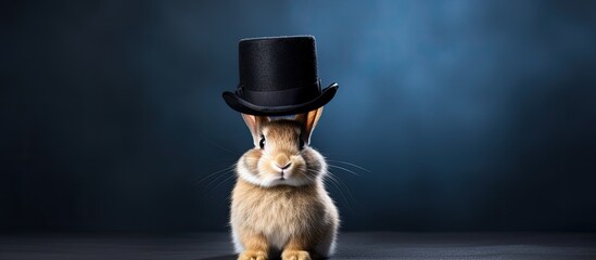 Bunny in a magician cap With copyspace for text
