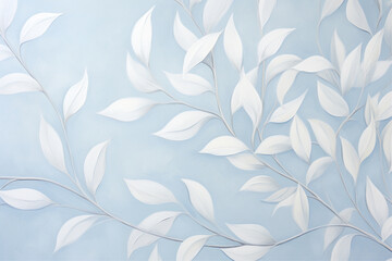 design containing white leaves, branches and leaves