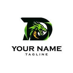 dragon with D letter vector design for esport or other company © mochalfin