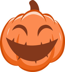 Cute orange pumpkin smiling, Halloween holiday decoration.
