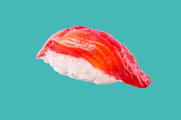 appetizing sushi with smoked salmon on a green background for a food delivery site 1