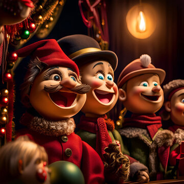 Illustration spectacle de marionnettes pour No&euml;l