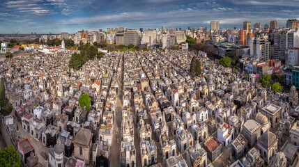 Aerial view of Recoleta Cemetery. Recoleta, Buenos Aires, Argentina.