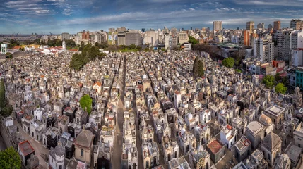 Stof per meter Aerial view of Recoleta Cemetery. Recoleta, Buenos Aires, Argentina. © Bernardo Galmarini