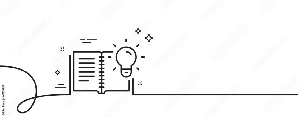 Poster product knowledge line icon. continuous one line with curl. education process sign. product knowledg