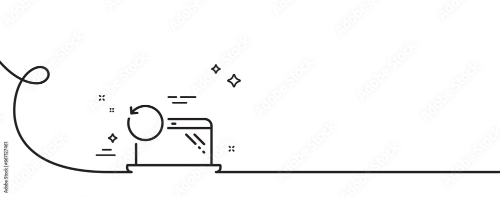Poster recovery laptop line icon. continuous one line with curl. backup data sign. restore smartphone infor
