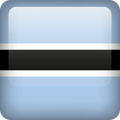 3d vector Botswana flag glossy button. Botswana national emblem. Square icon with flag of Botswana