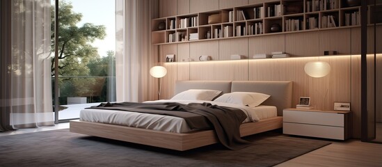 Modern design and furnishings in a bedroom