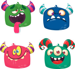 Cute cartoon Monsters. Set of cartoon monsters: ghost, goblin, bigfoot yeti, .troll, dragon and alien . Halloween design