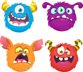 Cute cartoon Monsters. Set of cartoon monsters: ghost, goblin, bigfoot yeti, .troll, dragon and alien . Halloween design