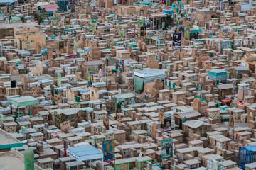 An-Najaf, Iraq - 8 November 2022: Wadi-us-Salaam muslim cemetery, largest in the world