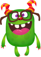 Cartoon monster wearing eyeglasses. Vector illustration