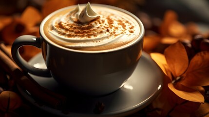 Pumpkin spice latte, iced coffee background photo