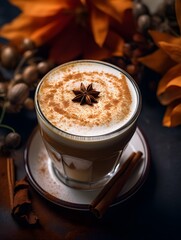 Pumpkin spice latte, iced coffee background photo