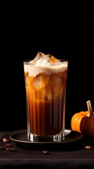 Pumpkin spice latte, iced coffee background photo
