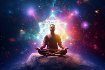 Universe, cosmos. Meditation background, chakras, prana