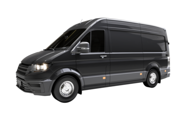 black transport van isolated on white