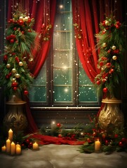 Christmas digital backdrop, new years winter decorations