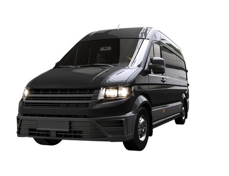 black transport van isolated on white