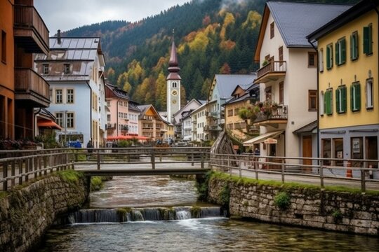 Austrian town in Carinthia called Sankt Paul im Levanttal. Generative AI © Matej