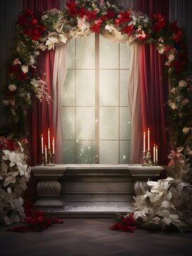 Christmas digital backdrop, new years winter decorations