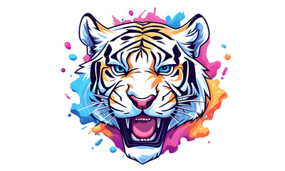 White Tiger Graphic Design in Vibrant Colors (PNG 12000x7200)