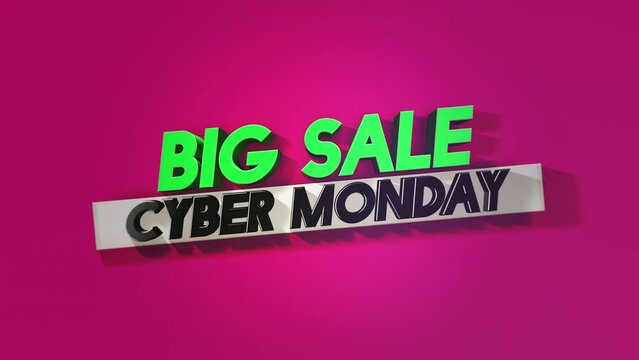 Holiday promotions with vibrant, modern Cyber Monday text on pink gradient. Ideal for business campaigns and seasonal specials, motion abstract background combines style and festive marketing appeal
