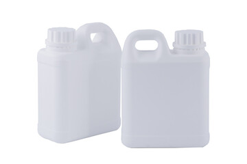 Empty gallon container on white background.