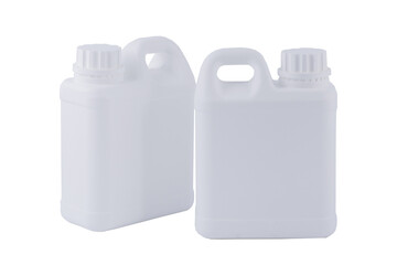 Empty gallon container on white background.
