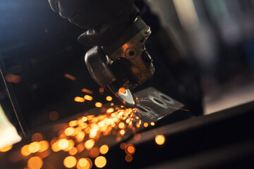 Male welder in steel welding factory.