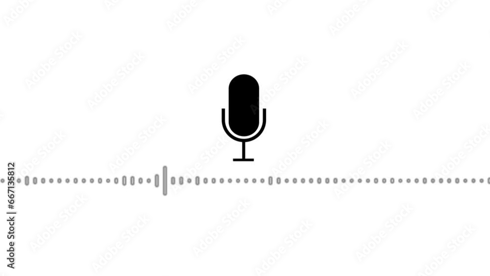 Poster voice recording podcast mic microphone button icon animation. audio microphone icon animation.