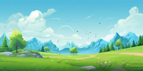 Abstract background illustration with a wide open meadow. 