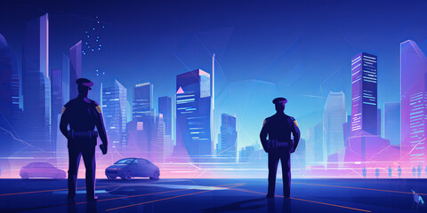 Abstract background concept representing policing in an urban environment. 