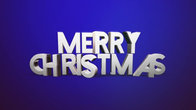 Modern Merry Christmas text on a vivid blue gradient. Ideal for business promotions and seasonal events, motion abstract background merges winter style with a splash of festive vibrancy