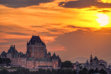 Cityscape view from Levis at sunset, Canada Quebec City