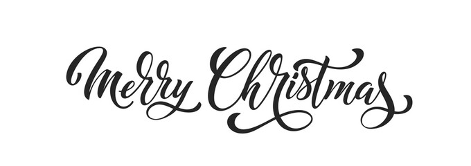 Merry Christmas and Happy New Year hand lettering calligraphy. Vector holiday illustration element.