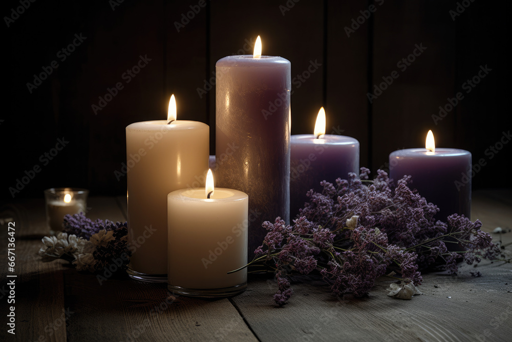 Canvas Prints candles on a dark background - generative ai
