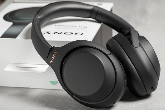 Sony wh-1000xm4 wireless headphones with original packaging. Germany, leipzig &ndash; 21 october 2023