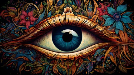Eye illustration background, pupil and iris design